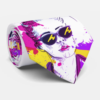 モダン シック カラフル ハンドドローンフェイス ネクタイ