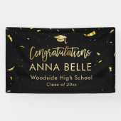 モダン シック スクリプト エレガント ゴールド 卒業 横断幕 (横)