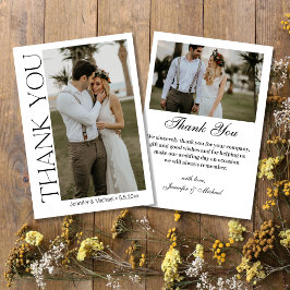 モダン シック スクリプト 2 写真 ウェディング サンキューカード