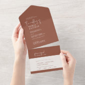 モダン シック テラコッタ ウェディング オールインワン招待状 (貼ってはがせる)