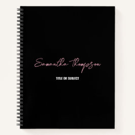 モダン シック ピンク ブラック ミニマル スクリプト ノートブック