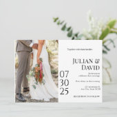 モダン，シック，フォトスタイリッシュ結婚式招待状 招待状 (スタンド正面)