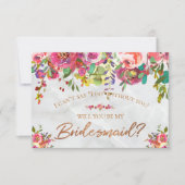 モダン シック フラワー カッパー フォイル マーブル ブライズメイド 招待状 (正面)