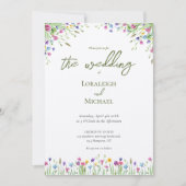 モダン シック ボヘミアンワイルドフラワーズ ウェディング 招待状 (正面)