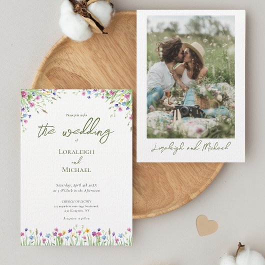 モダン シック ボヘミアンワイルドフラワーズ ウェディング 招待状