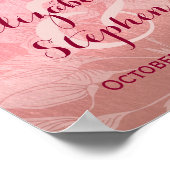 モダン シック ローズゴールド フローラル ウェディング サイン ポスター (角)