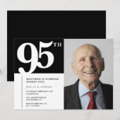 モダン シック 写真 95歳の誕生日招待状 黒 招待状 (正面/裏面)