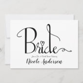 モダン シック 結婚式 ブライダル シャワー 白 黒 招待状 (正面)