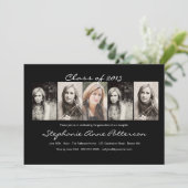 モダン シック 5 フォト 卒業発表 | ブラック 招待状 (スタンド正面)