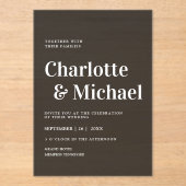 モダン，シムペルエレガント，ダークグレー アクリル招待状 (正面)