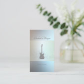 モダン，シルバーグリッターギター，音楽先生 名刺 (スタンド正面)