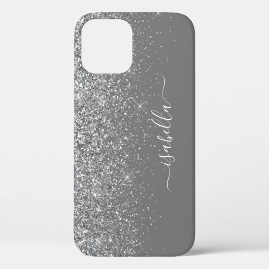 モダン シルバー グリッター エレガント スクリプト 名前 Case-Mate iPhoneケース (裏面)