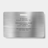 モダン シルバー グレー 会社 写真 ID バッジ (裏面)