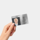 モダン シルバー グレー 会社 写真 ID バッジ (手持ち)