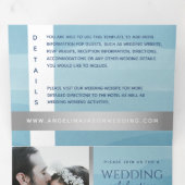 モダン シルバー ブルー タイポグラフィー フォト ウェディング 三つ折り招待状 (内部最初)