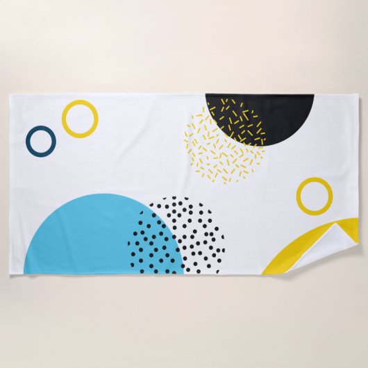 モダン,シンプルおもしろい，メンフィススタイル幾何学芸術 ビーチタオル (正面)