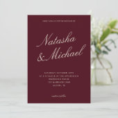 モダン・シンプルなバーガンディーの結婚式 招待状 (スタンド正面)