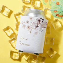 モダン シンプルな秋のドライフラワーと葉の結婚式 缶クーラー