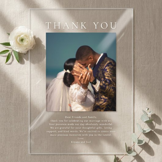 モダン・シンプルな結婚式フォトウェディングサンクスカード アクリル招待状
