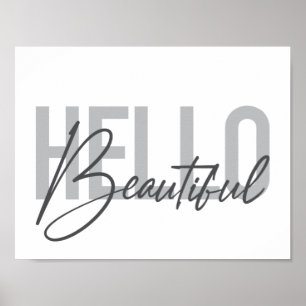 モダン,シンプルタイポグラフィカッコいいHello Beautiful ポスター