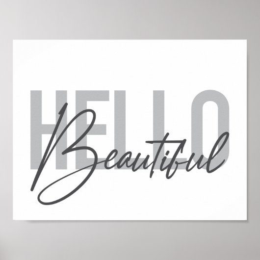 モダン,シンプルタイポグラフィカッコいいHello Beautiful ポスター (正面)