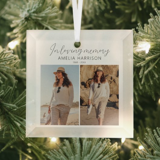 モダン&シンプルフォトメモリアルクリスマスツリー ガラスオーナメント (インサイチュ)