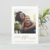 モダン&シンプルフォト金ゴールド日付フラットカードの保存 セーブザデート (スタンド正面)