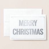 モダン&シンプルメリークリスマスフォトシルバー 箔カード (封筒付き正面)