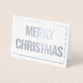 モダン&シンプルメリークリスマスフォトシルバー 箔カード (正面)