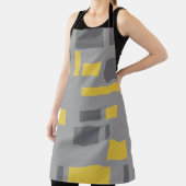 モダン、シンプル幾何カッコいい黄色の灰色のパターン エプロン (インサイチュ)