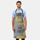 モダン、シンプル幾何カッコいい黄色の灰色のパターン エプロン (着用した状態)