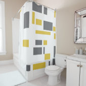 モダン、シンプル幾何カッコいい黄色の灰色のパターン シャワーカーテン (インサイチュ)