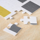 モダン、シンプル幾何カッコいい黄色の灰色のパターン ジグソーパズル (側面)