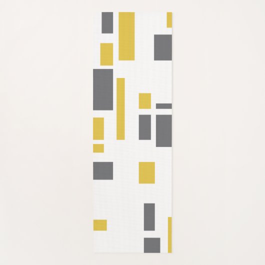 モダン、シンプル幾何カッコいい黄色の灰色のパターン ヨガマット (正面)