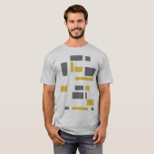 モダン、シンプル幾何カッコいい黄色の灰色のパターン Tシャツ (正面フル)