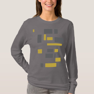 モダン、シンプル幾何カッコいい黄色の灰色のパターン Tシャツ