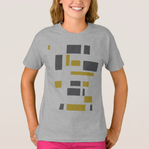 モダン、シンプル幾何カッコいい黄色の灰色のパターン Tシャツ