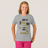 モダン、シンプル幾何カッコいい黄色の灰色のパターン Tシャツ (正面フル)