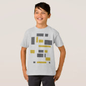モダン、シンプル幾何カッコいい黄色の灰色のパターン Tシャツ (正面フル)