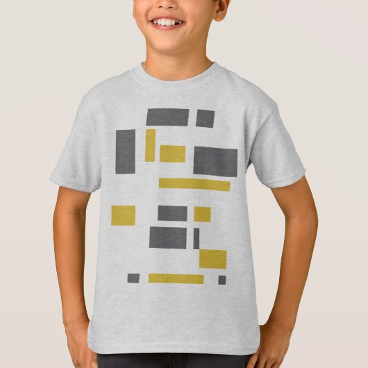モダン、シンプル幾何カッコいい黄色の灰色のパターン Tシャツ (正面)