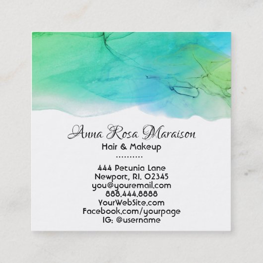 *~* モダン シンプル抽象芸術アクア スクエア名刺 (裏面)