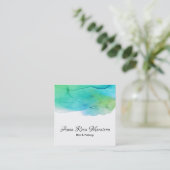 *~* モダン シンプル抽象芸術アクア スクエア名刺 (スタンド正面)