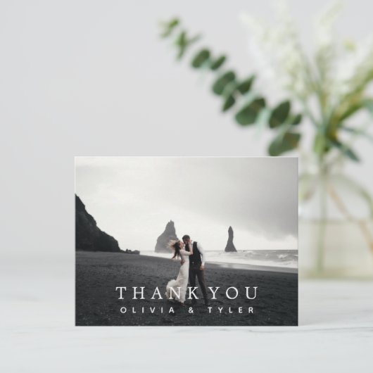 モダン+シンプル結婚サンキューカード |空白の | ポストカード (スタンド正面)