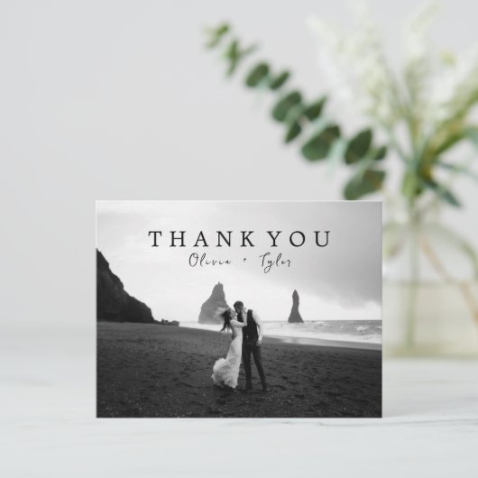 モダン+シンプル結婚サンキューカード |空白の | ポストカード (スタンド正面)