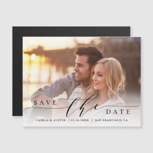 モダン&シンプル結婚Photo Save the Date マグネット招待状