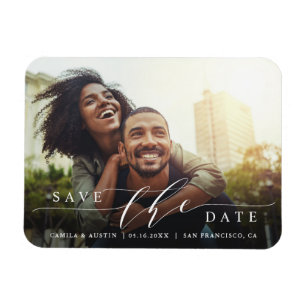 モダン&シンプル結婚Photo Save the Date マグネット
