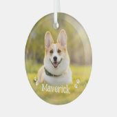 モダン シンプル おしゃれ オーダーメイド ペット 犬 写真 ガラスオーナメント (正面左)