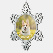 モダン シンプル おしゃれ オーダーメイド ペット 犬 写真 スノーフレークピューターオーナメント (右)