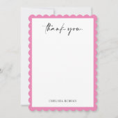 モダン シンプル かわいい ピンク スカロップ エッジ ありがとう サンキューカード (正面)