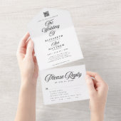 モダン シンプル エレガントな結婚式QR付き食事選択肢付ウェディング招待状 オールインワン招待状 (貼ってはがせる)